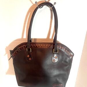 LOBOCUEROS Genuine Leather Shoulder Bag Rich Chocolate Brown Boho Western Purse